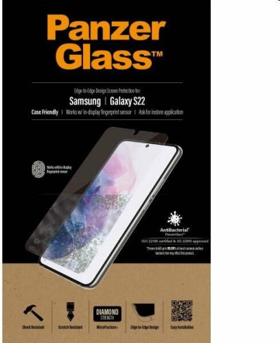 PanzerGlass Samsung Galaxy S22 üvegfólia - teljes felületű ragasztás, ujjlenyomat-olvasó támogatás (7293) - Kijelzővédő fólia